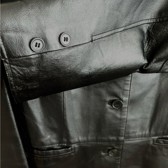 CLIO WOMENS BLACK 100% LEATHER 3 BUTTON FULLY LINED TWO FRONT POCKETS  SZ S - Picture 5 of 12